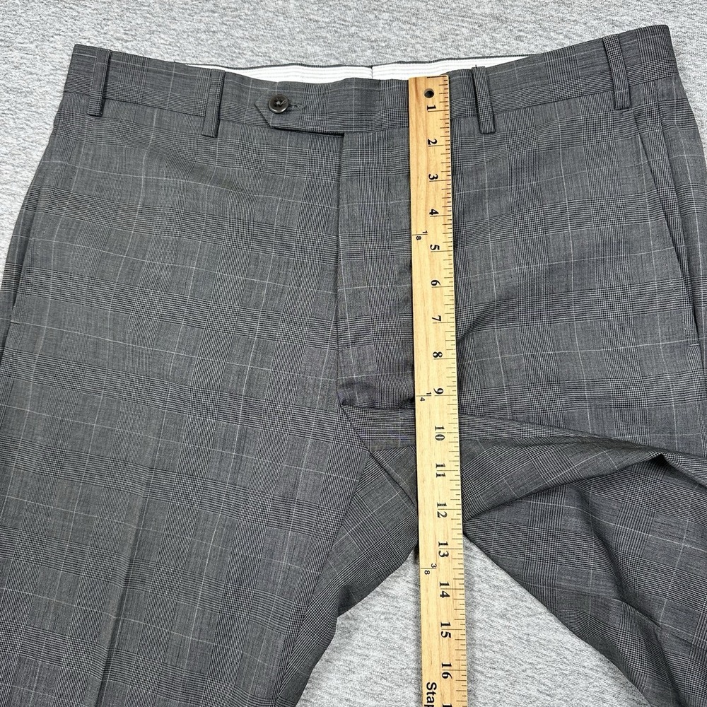 Zanella Dress Pants Mens Size 35x30 Gray Plaid Wool Italy Made City Business - Picture 4 of 8